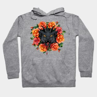 Satanic Cat with Roses Hoodie
